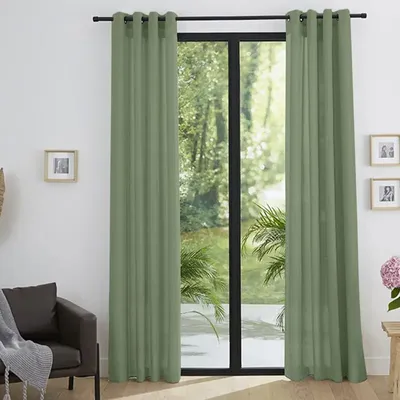 Curtains and window coverings - Pair of “Linen Effect” Eyelet Curtains 140 x 260 cm Moonlight deco Rosemary - COTON PUR