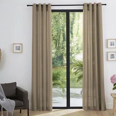 Rideaux et voilages - Paire de Rideaux À Œillets "Effet Lin" 140 x 260 cm Moonlight deco Taupe - COTON PUR