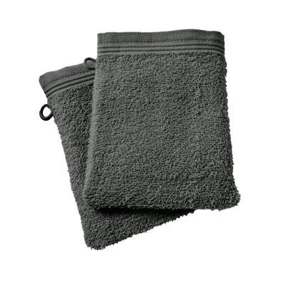Autres linges de bain - Lot de 2 Gants de Toilette "Spa" 100% Coton 15 x 21 cm Ardoise - COTON PUR