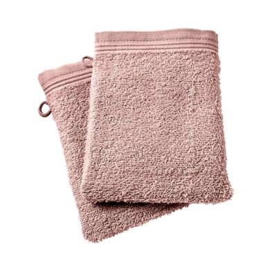 Autres linges de bain - Lot de 2 Gants de Toilette "Spa" 100% Coton 15 x 21 cm Vieux Rose - COTON PUR