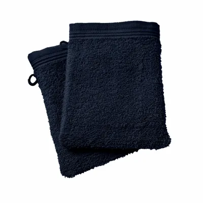 Autres linges de bain - Lot de 2 Gants de Toilette "Spa" 100% Coton 15 x 21 cm Bleu Nuit - COTON PUR