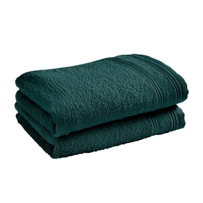 Bath towels - Set of 2 100% Cotton "Spa" Terry Guest Towels 30 x 50 cm Emerald - COTON PUR