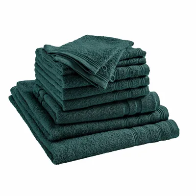 Autres linges de bain - Pack Éponge 10 Pièces "Spa" 100% Coton Emeraude - COTON PUR