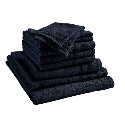 Autres linges de bain - Pack Éponge 10 Pièces "Spa" 100% Coton Bleu Nuit - COTON PUR