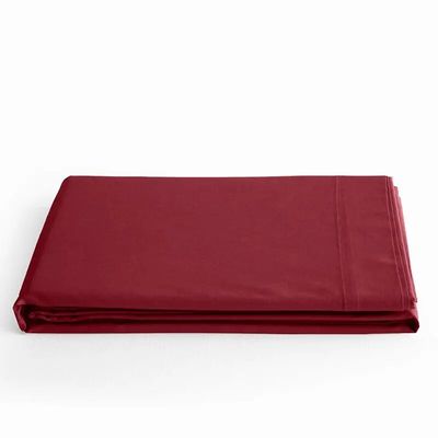 Linge de lit - Drap Plat 100% Coton 240 x 300 cm Grenat - COTON PUR