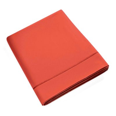 Linge de lit - Drap Plat Percale 180 x 290 cm Pur Coton Peigné Longues Fibres 80 Fils/cm² Terracotta - COTON PUR