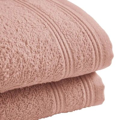 Bath towels - Set of 2 100% Cotton Terry Guest Towels "Spa" 30 x 50 cm Blush - COTON PUR
