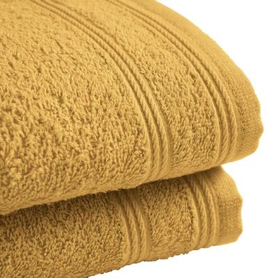 Serviettes de bain - Lot de 2 Serviettes Invite Eponge 100% Coton "Spa" 30 x 50 cm Mais - COTON PUR