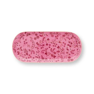 Plats et saladiers - Plat cake Jolie Fleurs Rose - 33,3x15,5cm - PIP STUDIO