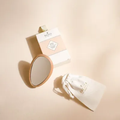 Cosmétiques - Miroir de sac en bois + pochette coton - BACHCA