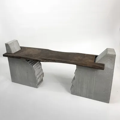 Benches - [FRAGMENT] Concrete and Chestnut Wood Bench - CASE STUDIOS