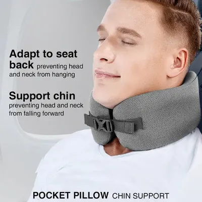 Travel accessories - EASYNAP Pocket Pillow Chin Support Large Pewter Gray - EASYNAP