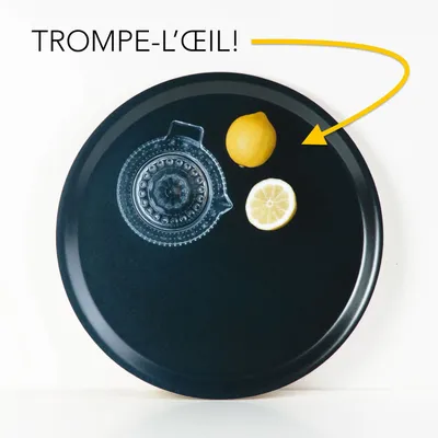 Trays - Round wooden serving tray - Trompe-l'oeil lemons 38 cm - MONBOPLATO