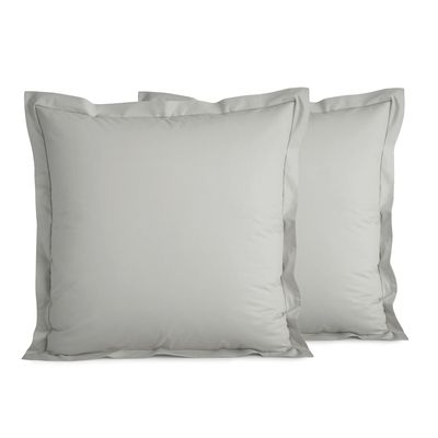 Linge de lit - Taie d'oreiller Percale 65 x 65 cm Pur Coton Peigné Longues Fibres 80 Fils/cm² Perle - COTON PUR