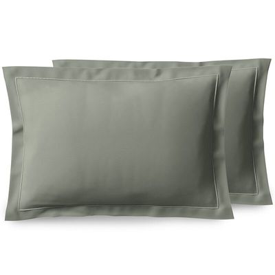 Bed linens - Percale Pillowcase 50 x 70 cm Pure Combed Long Staple Cotton 80 Thread Count/cm² Slate - COTON PUR