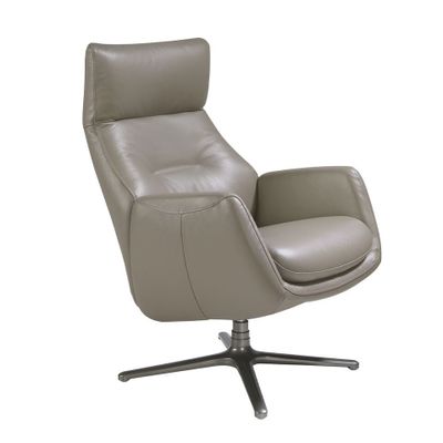 Fauteuils - Fauteuil pivotant inclinable tapissé de cuir gris et d'acier foncé - ANGEL CERDÁ