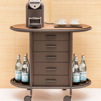 Restaurant trolleys - ARCADE WOOD COFFEE AND TEA CART OVAL - GIOBAGNARA