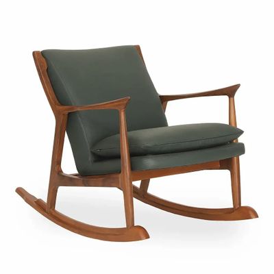 Chaises - Ruru - Fauteuil Lounge en Cuir Vert - ALANKARAM