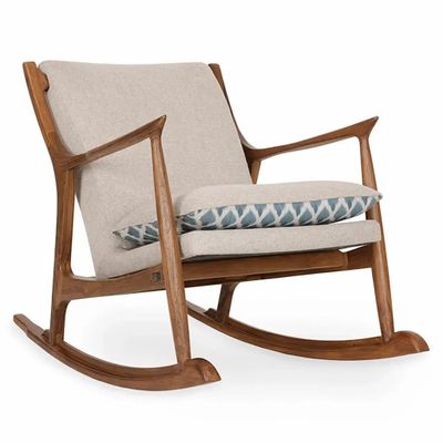 Chairs - Ruru - Lounge Chair with Grey Fabric - ALANKARAM