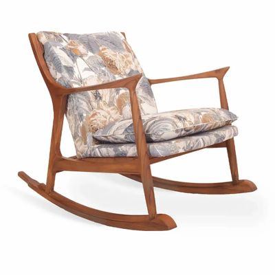 Chairs - Ruru - Lounge Chair with Multicolor Printed Fabric - ALANKARAM