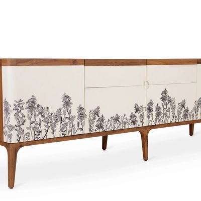 Cutlery set - Finura - Teakwood Storage Unit with White Hand Painted Fronts - ALANKARAM