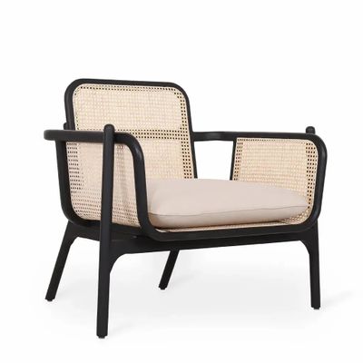 Chairs - Bango - Lounge Chair with Rattan - ALANKARAM