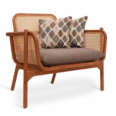 Chairs - Bango - Lounge Chair With Rattan - ALANKARAM