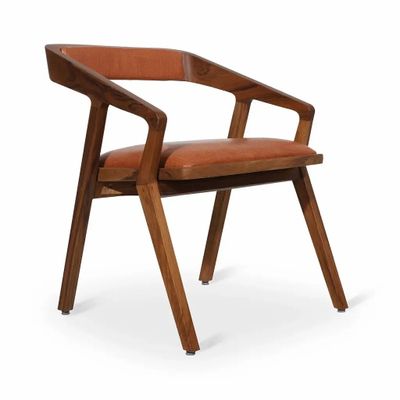 Chairs - Casilla - Teakwood Dining with Red Leatherette - ALANKARAM