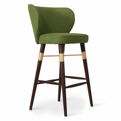 Chaises - Cubuk - Chaise de bar en bois massif avec revêtement en polyuréthane doré - ALANKARAM