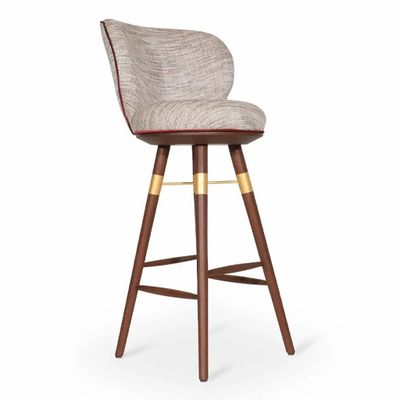 Chairs - Bhrami - Wooden High Chair with Golden PU - ALANKARAM