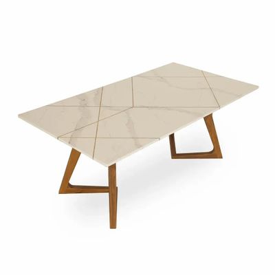 Dining Tables - Betona - Brass inlay stone top - ALANKARAM