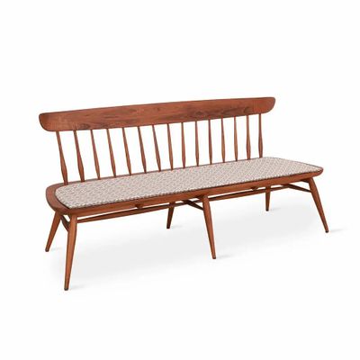 Benches - Buyuk Teakwood Bench with Off white Fabric - ALANKARAM