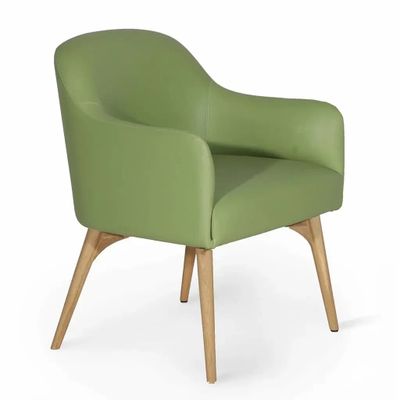 Chairs - Aavaha - Wooden Legs (Green Leatherette) - ALANKARAM