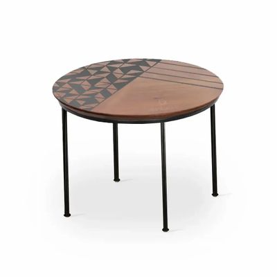 Bureaux - Altura - Table ronde en bois massif peinte à la main - ALANKARAM