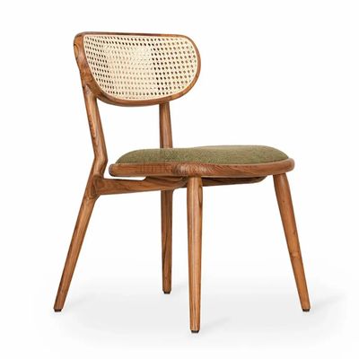 Chairs - Aria - Teakwood Dining & Study Chair with Rattan Back - ALANKARAM