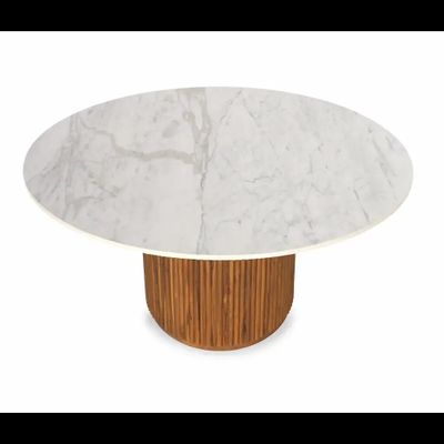 Bureaux - Aruna - Table de bureau ouverte en teck avec plateau en quartz - ALANKARAM
