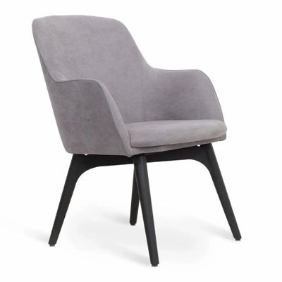 Chaises - Dolt - Chaise de salle à manger en bois massif avec tissu gris - ALANKARAM
