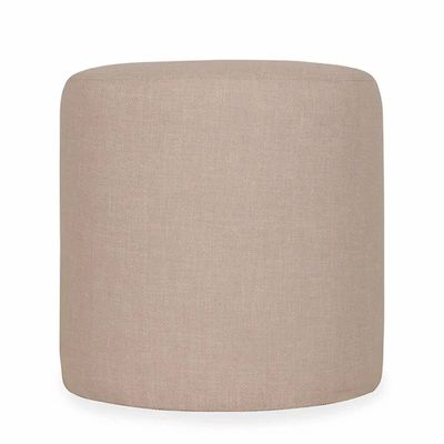 Ottomans - Pouffe - Round Ottoman with Grey Fabric - ALANKARAM