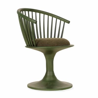 Chaises - Eski - Chaise en bois massif avec tissu vert - ALANKARAM
