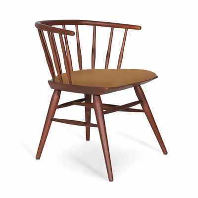 Chaises - Eski - Chaise en bois avec cuir beige - ALANKARAM