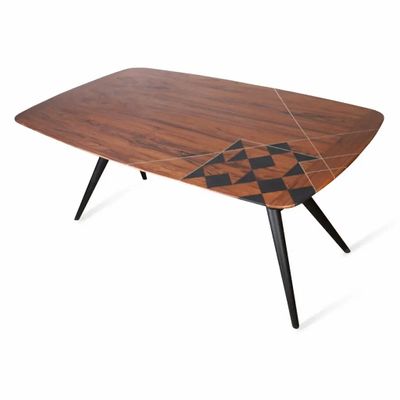 Tables Salle à Manger - Fusi - Table à manger en bois massif avec plateau en teck - ALANKARAM