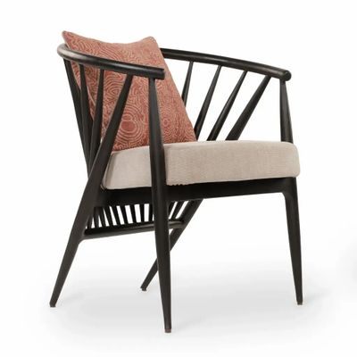 Chambres d'enfants - Hloma - Chaise de salle à manger en bois massif avec tissu gris - ALANKARAM