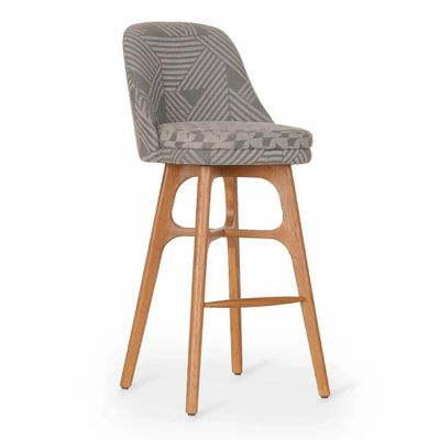 Chaises - Irutu - Chaise haute avec tissu gris imprimé - ALANKARAM