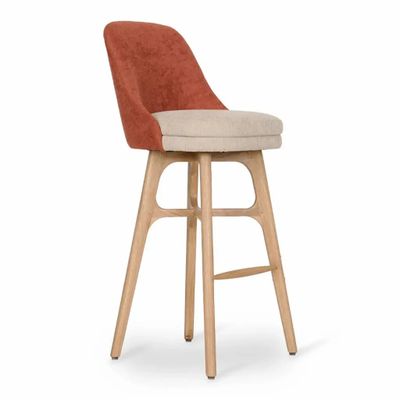 Chaises - Irutu - Chaise haute en tissu rouge et blanc cassé - ALANKARAM