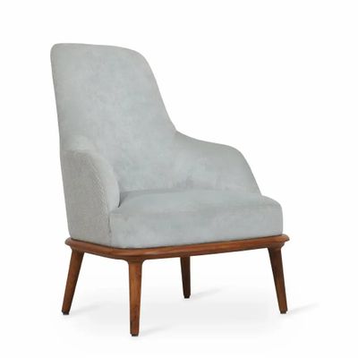 Chaises - Iyi - Fauteuil Lounge en Tissu Bleu Clair - ALANKARAM