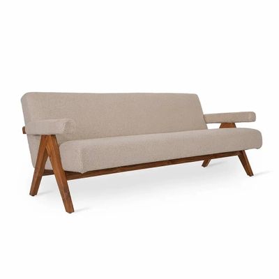 Sofas - Jeanneret - Three Seater Teakwood Sofa - ALANKARAM