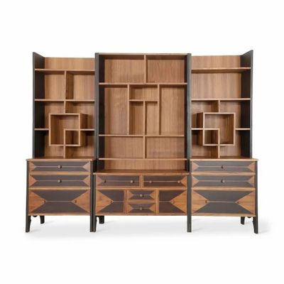 Bibliothèques - Bibliothèque Kitaplik en bois massif de couleur noire - ALANKARAM