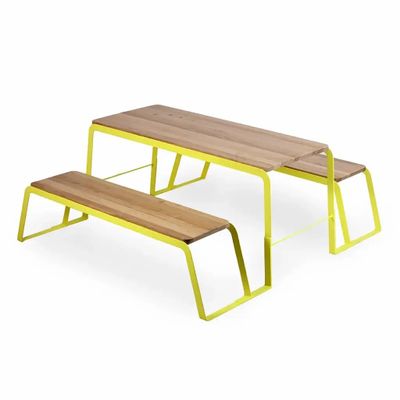 Bancs - Banc Klop en bois massif avec base en métal - ALANKARAM
