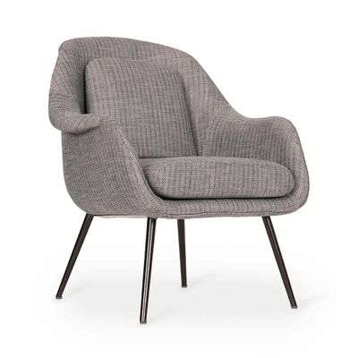 Chaises - Nefis - Fauteuil lounge avec pieds en métal et tissu gris - ALANKARAM