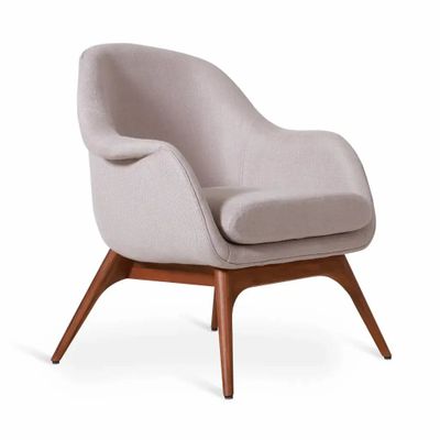 Chaises - Nefis - Fauteuil en teck avec tissu blanc cassé - ALANKARAM